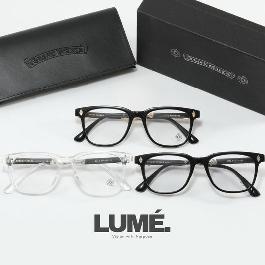 FrameOne Chrome Hearts Glasses – Transparent Frame with Black Accents