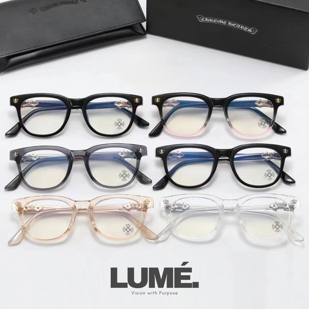 ClassicLux Chrome Hearts Glasses – Transparent Silver