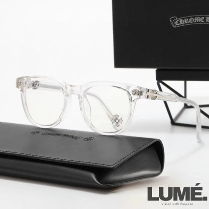 ClassicLux Chrome Hearts Glasses – Transparent Silver