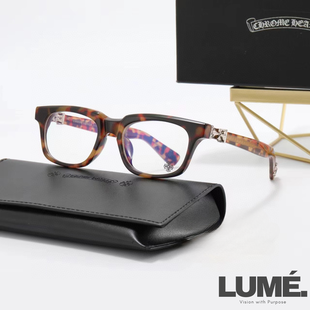 Chunky Chrome Hearts Glasses – Camo Leopard Frame