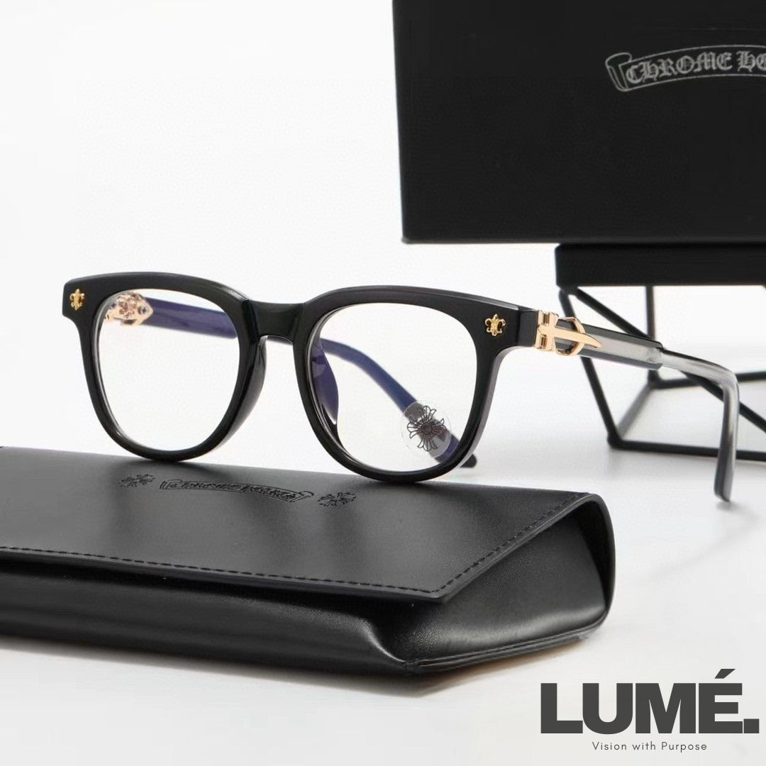 ClassicLux Chrome Hearts Glasses – Transparent Silver