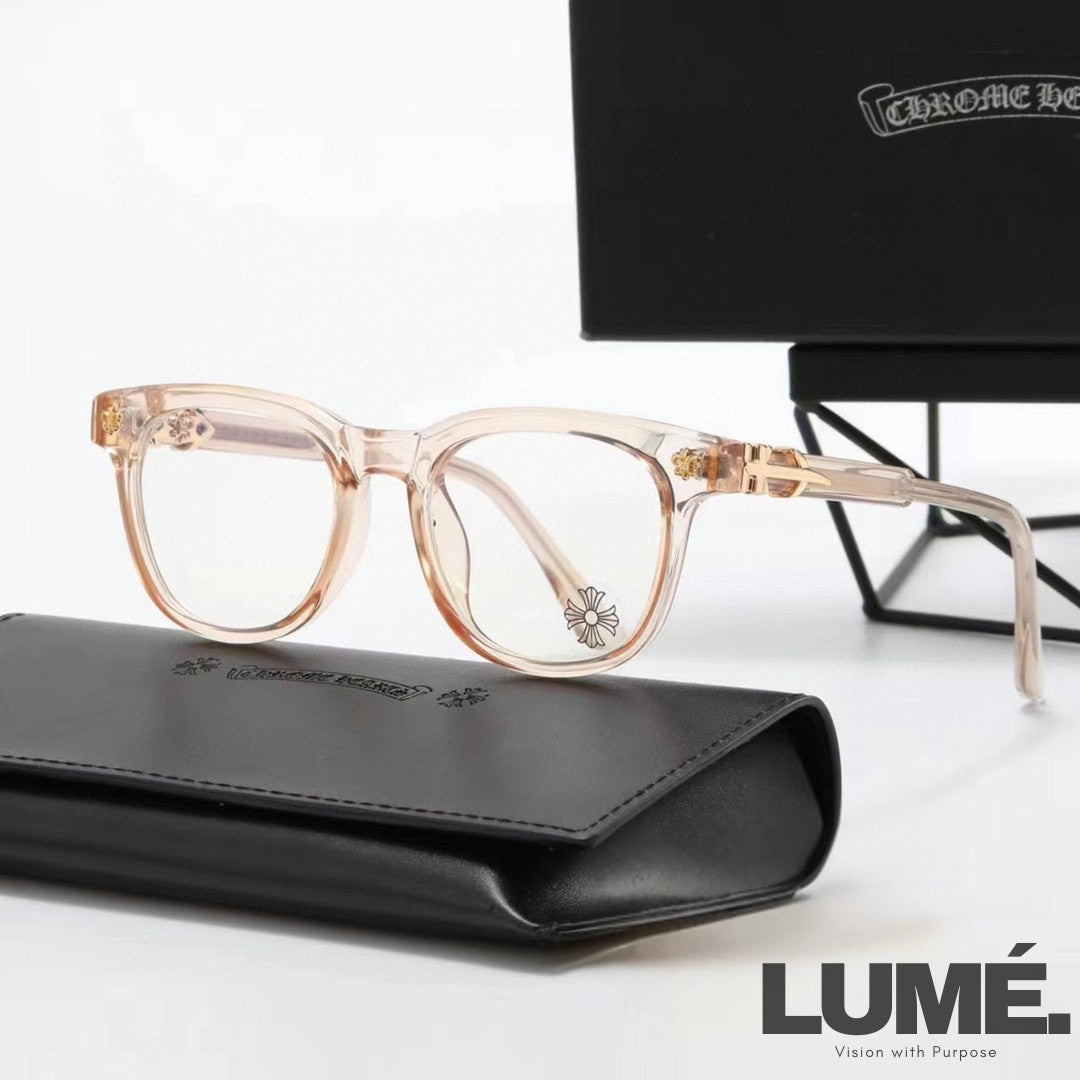 ClassicLux Chrome Hearts Glasses – Transparent Silver