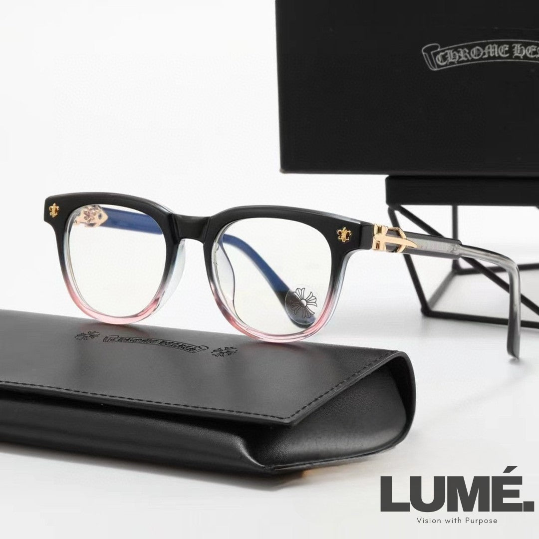 ClassicLux Chrome Hearts Glasses – Transparent Silver
