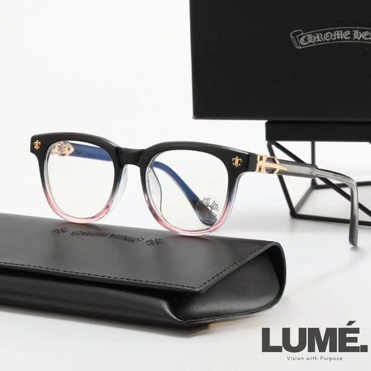 ClassicLux Chrome Hearts Glasses – Black Gold Glowy Pink