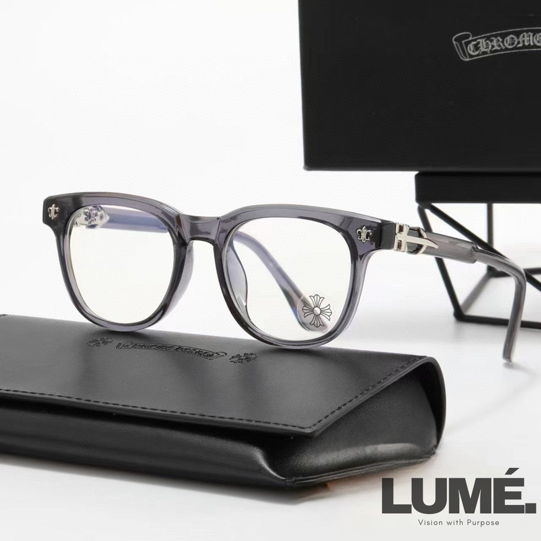 ClassicLux Chrome Hearts Glasses – Transparent Silver
