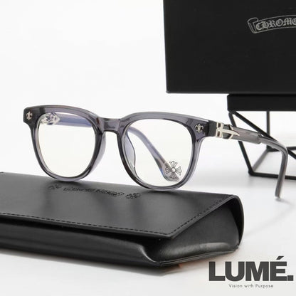 ClassicLux Chrome Hearts Glasses – Transparent Silver