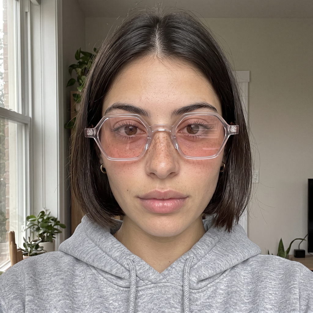 Tide clear/pink on face